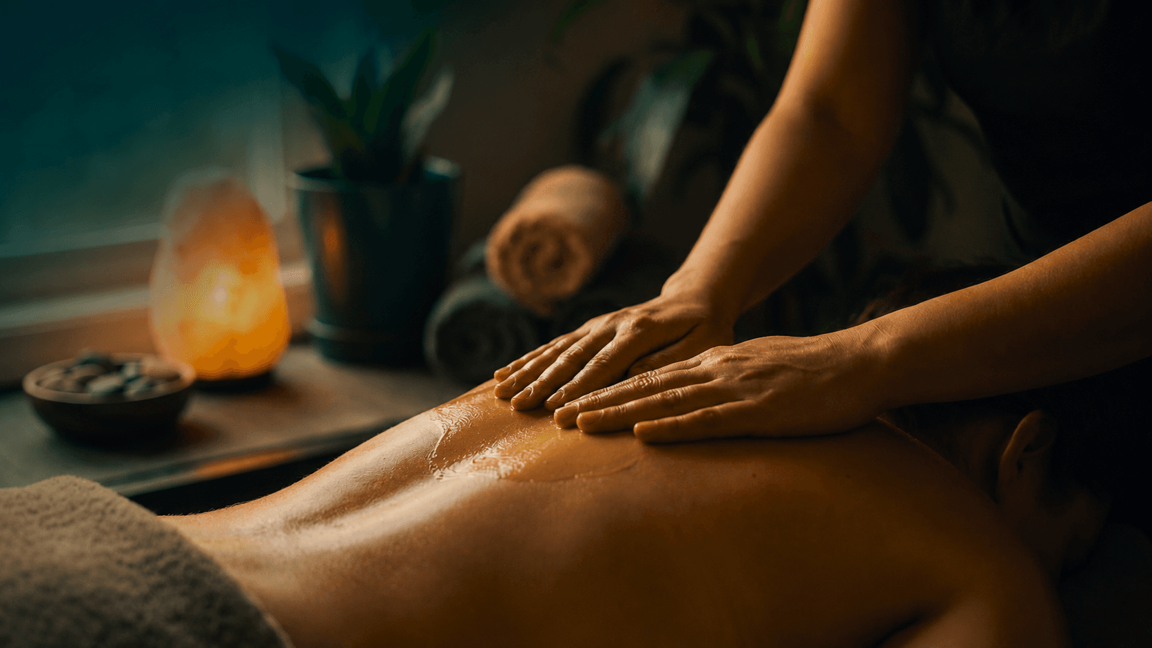 Profissional realizando massagem nas costas de uma cliente